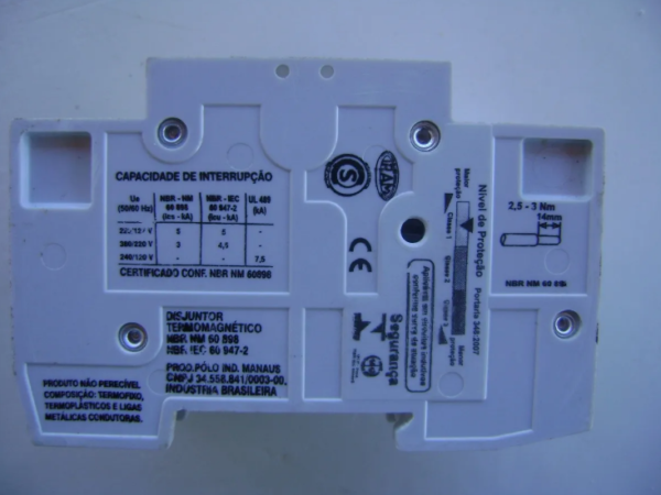 DISJUNTOR TERMOMAGNÉTICO SIEMENS NBR NM 60 898 - Imagem 3