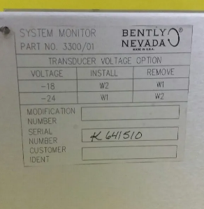 SISTEMA MONITOR BENTLY NEVADA 3300/01-01-00