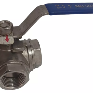 VÁLVULA ESFERA HIDRÁULICA MANUAL 3 VIAS 1” EM L AÇO INOX
