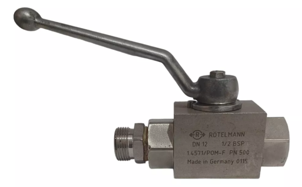 VÁLVULA HIDRÁULICA ROTELMANN DN12 1/2'' BSP AÇO INOX 2 VIAS