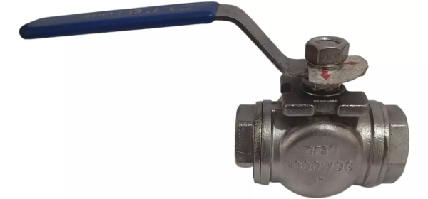 VÁLVULA ESFERA HIDRÁULICA MANUAL 3 VIAS 1'' EM L AÇO INOX