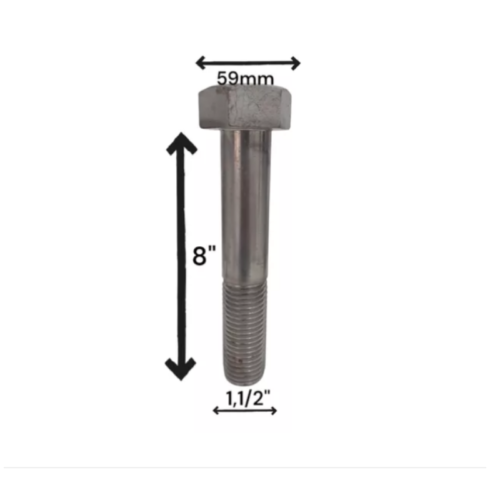 PARAFUSO SEXTAVADO ROSCA PARCIAL 1,1/2'' X 8'' AÇO 316 INOX - Imagem 2