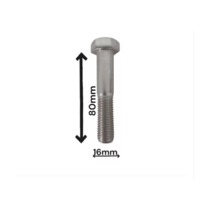 PARAFUSO SEXTAVADO M16X80MM INOX ROSCA PARCIAL KIT 20 PEÇAS
