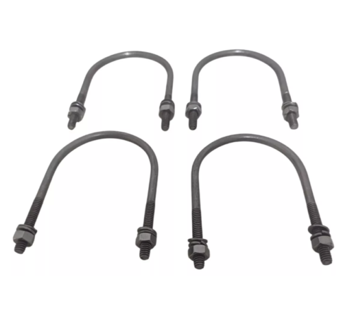 GRAMPO TIPO U 2X1/4 AÇO INOX PORCA ARRUELA KIT 4UN - Imagem 2