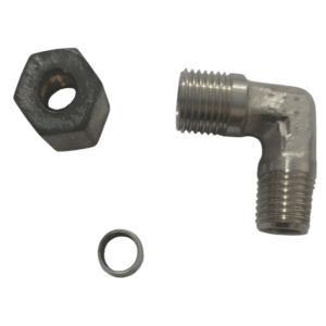 COTOVELO MACHO COMPRESSÃO 5/16” 1/4”NPT AÇO INOX