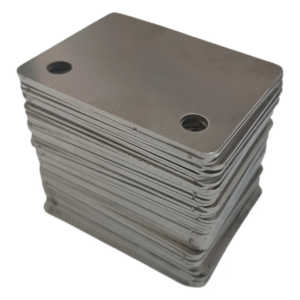 PLACA CHAPA IDENTIFICAÇÃO INOX 52X40X1MM FUROS 6MM KIT 50UN AÇO INOX