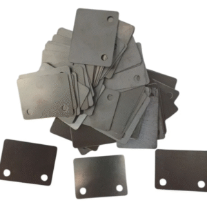 PLACA CHAPA IDENTIFICAÇÃO INOX 52X40X1MM FUROS 6MM KIT 50UN AÇO INOX